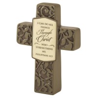 2pk -I CAN DO ALL THINGS RESIN TABLETOP CROSS - (Pack of 2)