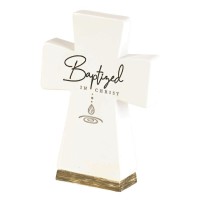 Tabletop Cross Baptized In Christ Resin Tabletop Cross Baptized In Christ Resin