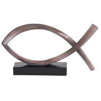 Tabletop Figurine Fish Woodtone Brown