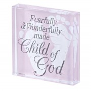 2pk -Tabletop Glass Baby Pink Child Of God - (Pack of 2) 2pk -Tabletop Glass Baby Pink Child Of God - (Pack of 2)