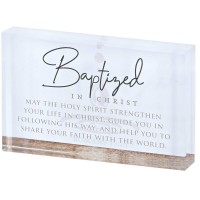 2pk -Tabletop Glass Plaque Baptized In Christ - (Pack of 2)