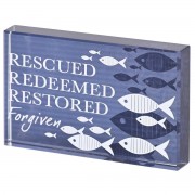 2pk -Tabletop Glass Plaque Fish Rescued Blue - (Pack of 2) 2pk -Tabletop Glass Plaque Fish Rescued Blue - (Pack of 2)