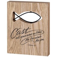Tabletop Wire Plaque Cast Your Care Fish