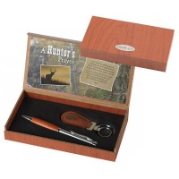 PEN/KEY HUNTER'S PRAYER BRNWOOD/SIL/LTHR