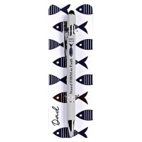 4pk -Pen Dad Stand Firm White Blue Fish - Pack of 4 4pk -Pen Dad Stand Firm White Blue Fish - Pack of 4
