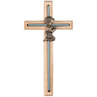 CRS WALL OAK W/GLD CROSS BOY 6.75