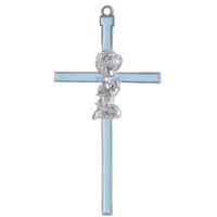 WALL CROSS PRAYING BOY 6" BLUE INLAY WALL CROSS PRAYING BOY 6" BLUE INLAY