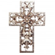 GOLD DECORATIVE RESIN WALL CROSS 12"