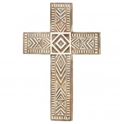 Wall Cross Boxy Brown White Wash 10H