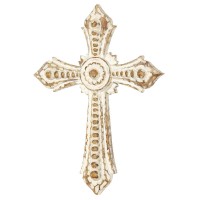 Wall Cross Brown White Wash Resin 13.75h Wall Cross Brown White Wash Resin 13.75h