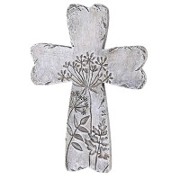 2pk -Gray Floral Resin Wall Cross 5.75H - (Pack of 2) 2pk -Gray Floral Resin Wall Cross 5.75H - (Pack of 2)