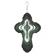 Wind Spinner Cross Green Steel 12in