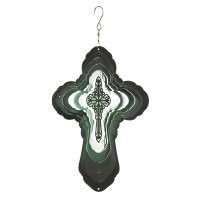 Wind Spinner Cross Green Steel 12in