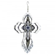 Wind Spinner Cross Blue Lines Steel 12in
