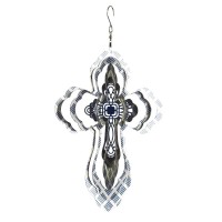 Wind Spinner Cross Blue Lines Steel 12in