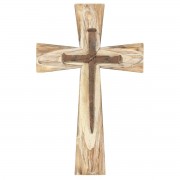 Wood Wall Cross With Nails Resin 19.5in