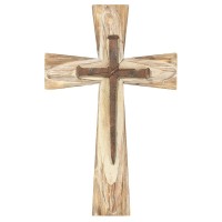 Wood Wall Cross With Nails Resin 19.5in