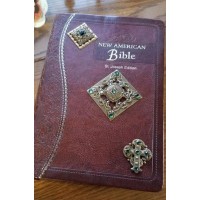NAB Ornate Brass Jeweled Bible Brown NAB Ornate Brass Jeweled Bible Brown