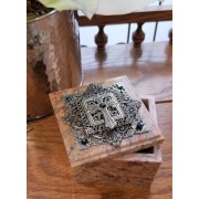 Blue Stones & Cross Baby Keepsake Soapstone Box Blue Stones & Cross Baby Keepsake Soapstone Box