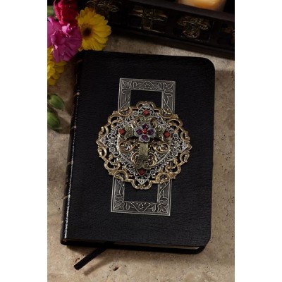 Cobalt Blue Center Jeweled Compact Reference Bible - KJV Black -  - DABB13166