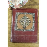 KJV Framed Cross with Flowers Personal Size Jeweled Bible-Brown KJV Framed Cross with Flowers Personal Size Jeweled Bible-Brown