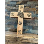 Quarter Sawn Oak Wall or Table Cross Jeweled Holiday Bliss