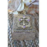 Crystal Cross Square Stone Box