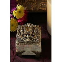 Clear and Topaz Crystal Faux Pearl and Butterfly Stone Ring Box