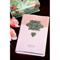 Jeweled Pink Baby Keepsake Bible NIV-Pink Frame And Heart