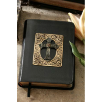 Framed Cross with Amber Color Crystal Jeweled Bible- choice of KJV or NKJV Compact Edition