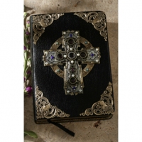Garnet Celtic Cross Jeweled Bible-KJV