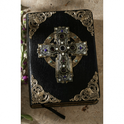Garnet Celtic Cross Jeweled Bible-KJV -  - BB805