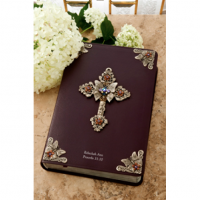 KJV Purple Butterfly Heirloom Quality Personalized Family Name Bible with Swarovski Crystals