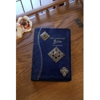 NAB Ornate Brass Jeweled Bible Blue NAB Ornate Brass Jeweled Bible Blue