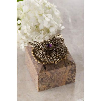 Butterfly & Crystal Square Soapstone Box -  - JMSS2019