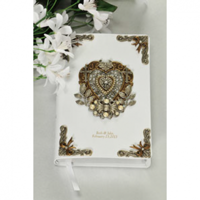 Jeweled Heart and Bowtie Crystal/Faux Pearl Bride s Bible NIV RETIRED -  - DABB12642 bride