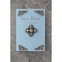 New Testament NIV Fluer De Lis French Cross Baby Personalized Family Name Bible