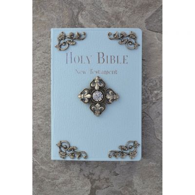 New Testament NIV Fluer De Lis French Cross Baby Bible -  - DABB12037b