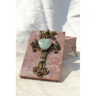 Ornate Cross Stone Box -  - bx24