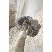 Peridot and Garnet Oval Soapstone Box with Swarovski Crystal