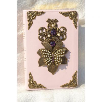 Pink Girls Pearl Butterfly Jeweled Bible KJV -  - DABB12107