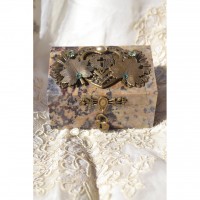 Retangle Hinged Soapstone Trinket/Jewelry Box with lock and key