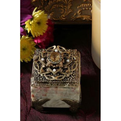 Swarovski Crystal, Faux Pearl and Butterfly Stone Ring Box -  - BX802