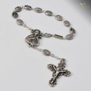 St Therese of Lisieux Ghirelli Silver Decade Rosary Metal  - Ghirelli