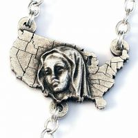 The USA Rosary in Antique Silver - Red And Blue Enamel - Ghirelli