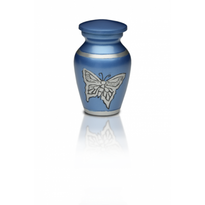 Alloy Cremation Urn in Beautiful Blue w/ Butterfly - Keepsake -  - A-2406-K-NB