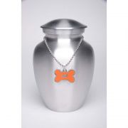 Alloy Cremation Urn Silver Color - Medium Orange Bone-Shaped Medallion