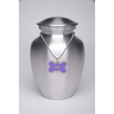 Alloy Cremation Urn Silver Color - Medium Purple Bone-Shaped Medallion -  - AU-CLB-M-BB-Purple