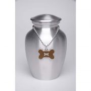 Alloy Cremation Urn Silver Color - Small - Brown Bone-Shaped Medallion
