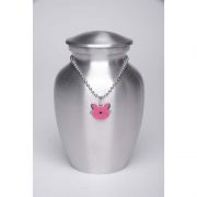 Alloy Cremation Urn Silver Color Small Pink Kitty Cat-Shaped Medallion